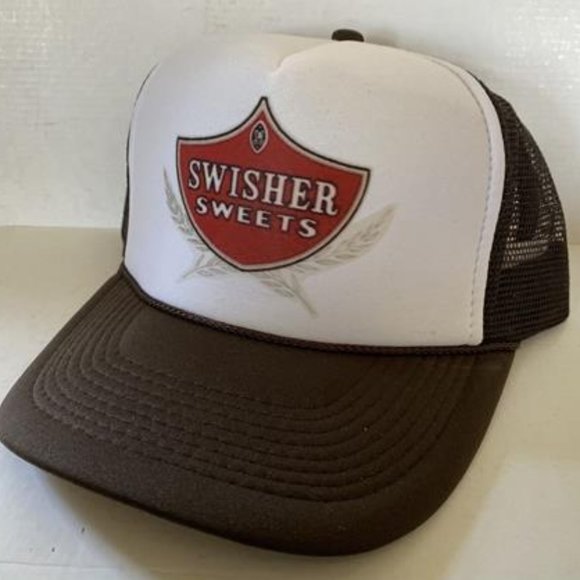 Retro 80s Style Vintage Swisher Sweets Hat Smokers Trucker Hat snapback Brown Su - Picture 2 of 3